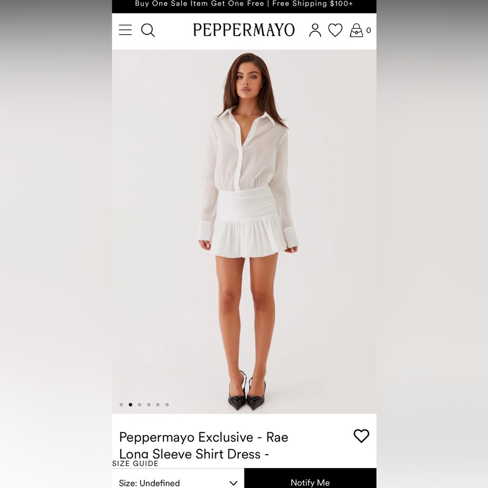 Peppermayo Rae Long Sleeve Shirt Mini Dress